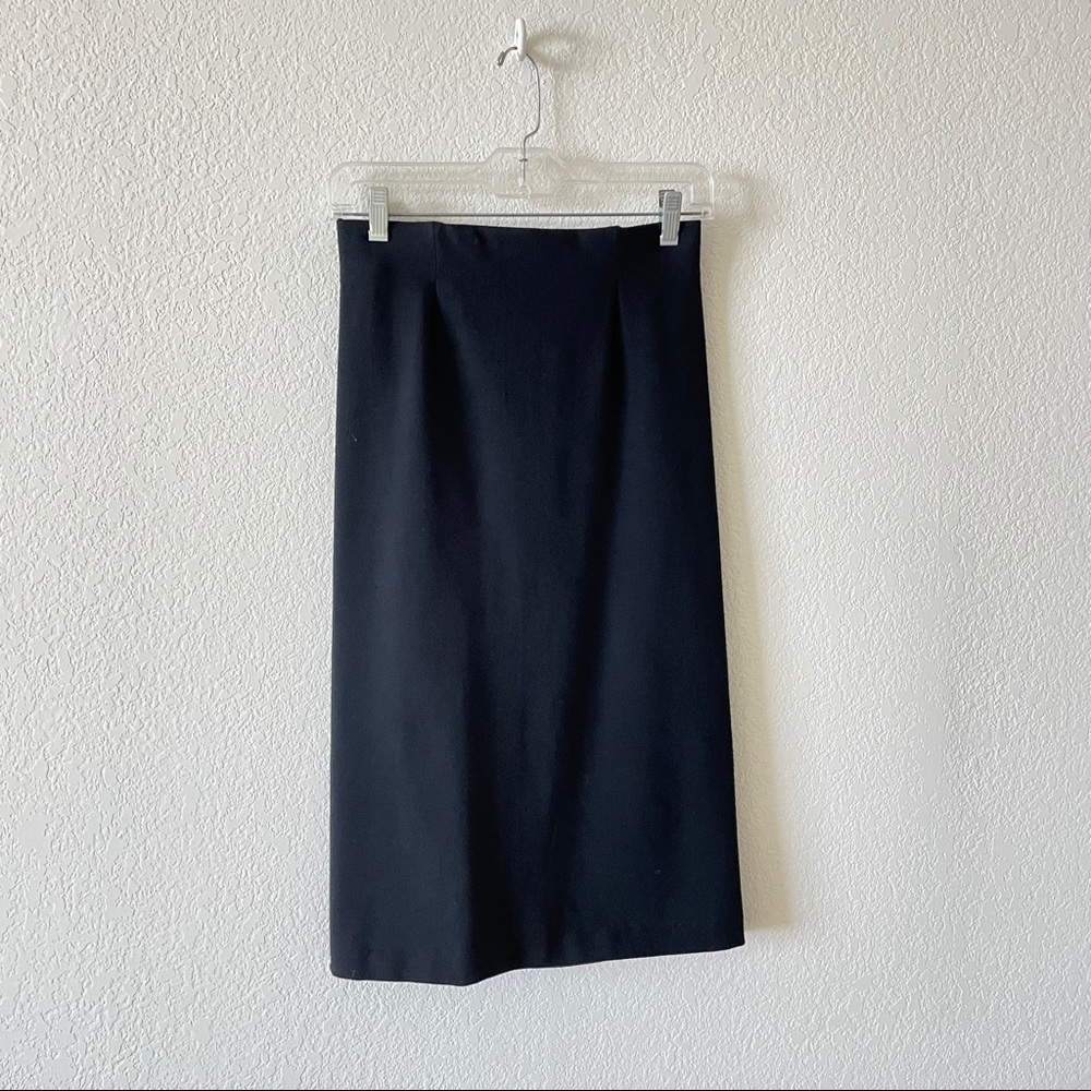 Ralph Lauren Collection Merino Wool Black Pencil Skirt